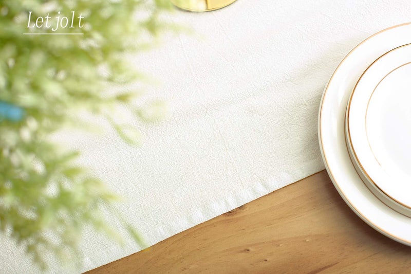 Letjolt White Table Runner 72 Inches Long Rustic Table Runner Cotton Runner Plain Table Decor - Image 4